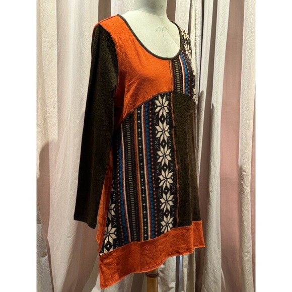 Sacred Threads Patchwork Knit Tunic/ Minidress Sweater L - Picture 2 of 5